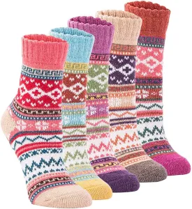Womens Super Thick Wool Socks - Soft Warm Comfort Casual Crew Winter Socks (Pack of 3-5), Multicolor