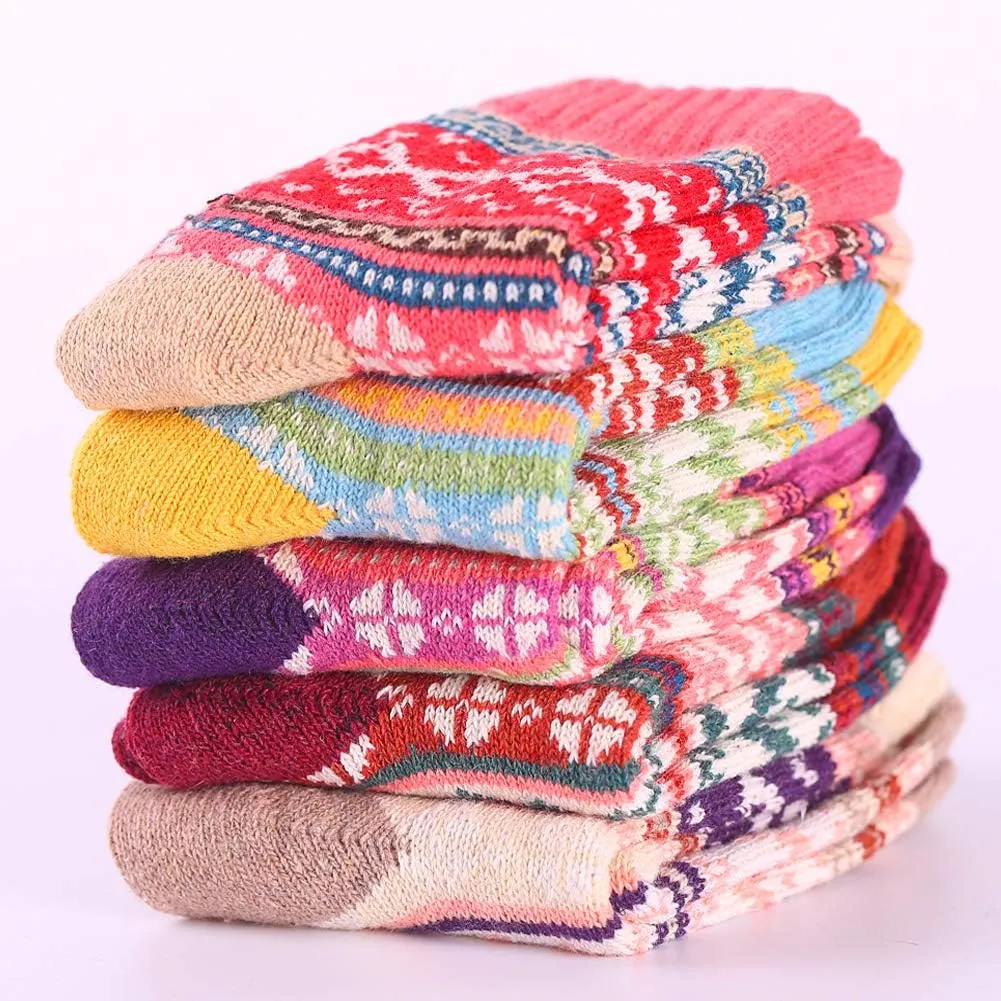 Womens Super Thick Wool Socks - Soft Warm Comfort Casual Crew Winter Socks (Pack of 3-5), Multicolor