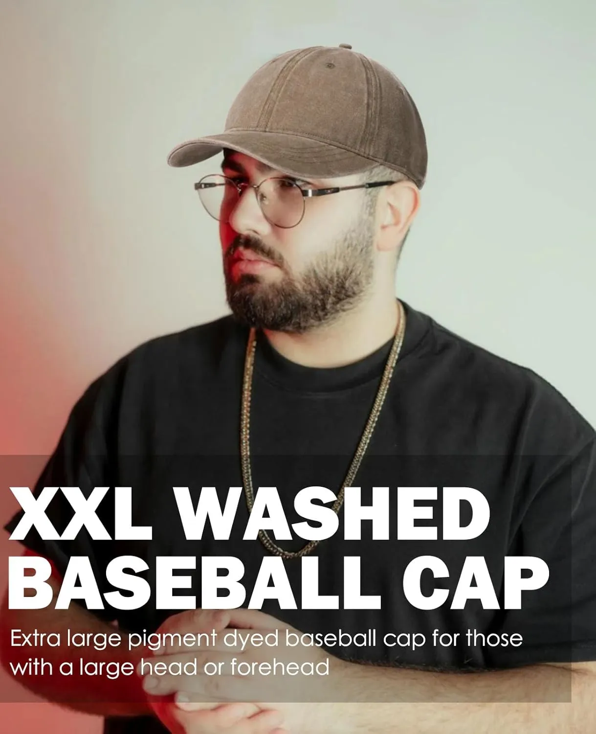 XXL Oversize Washed Denim Hats Baseball Cap for Big Heads Large Pigment Dyed Dad Hat Low Profile Sports Caps 23.5"-25.5"